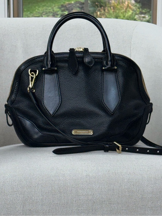 Burberry Handbags - Black Burberry Orchard Leather Handbag with Gold Tone Hardware